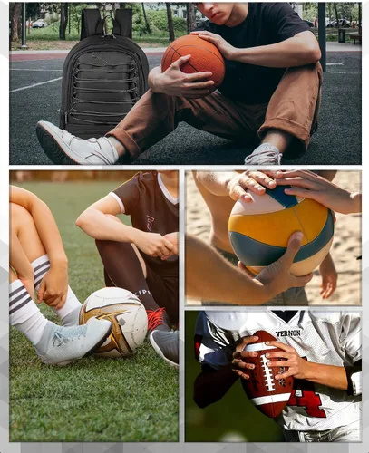 Vista 7 de Mochila de baloncesto para hombres y mujeres con compartimento para pelota y zapatos, capacidad de 30L, ligera y transpirable, mochila de fútbol