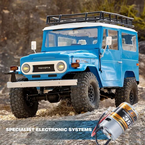 Vista 7 de BEEZRC FMS 1/10 RC Crawler FJ40 Toyota con licencia RS 4WD 2.4G Modelo RC Car Hobby 4x4 RC Rock Crawler Offroad RC Truck RC Auto de control remoto