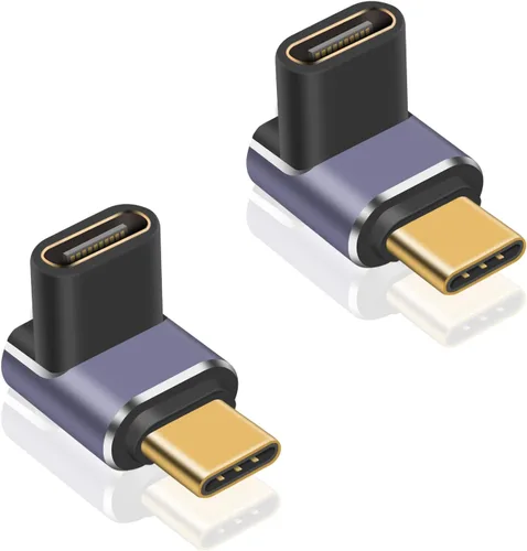 Vista 9 de Poyiccot Adaptador USB C de Ángulo Recto PD 240W para Thunderbolt 4/3, Extensión USB C Macho a Hembra de 90 Grados en Ángulo Recto USB 4.0 Conector