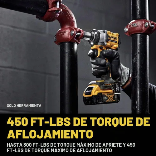 Vista 6 de DEWALT ATOMIC 20V MAX* 1/2 pulg. Llave de impacto inalámbrica con yunque con pasador de retención (solo herramienta) (DCF922B)