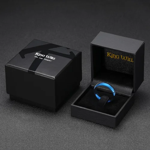 Vista 47 de King Will Alianza de boda de carburo de tungsteno para hombres y mujeres, anillos de promesa para parejas abovedados de alto pulido