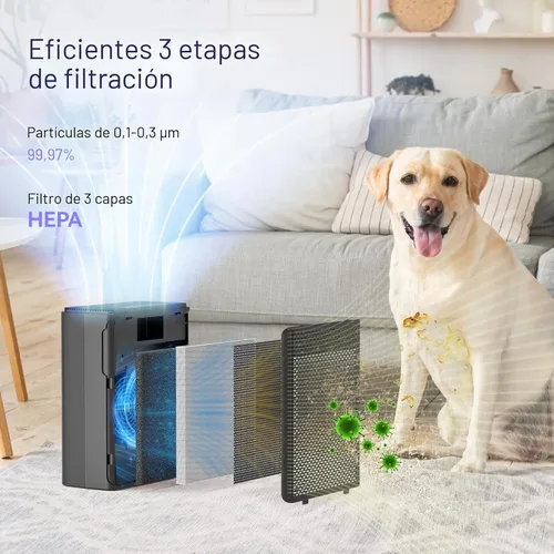 Vista 4 de YARIKI Purificadores de aire para el hogar y mascotas, cubre hasta 1500 pies cuadrados, filtro H13 HEPA con pre-filtro lavable, limpiador de aire
