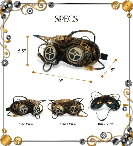 Vista 2 de Gafas Steampunk Steam Punk Gafas Cosplay Disfraz
