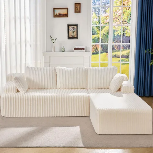 Vista 15 de Hobestluk - Sofá modular sin hueso, sofá seccional en forma de L 96" Right Facing Chaise Black,Memory Foam,Removable Cover,Non-slip Bottom,No