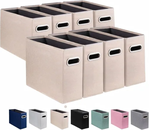 Vista 10 de Paquete de 2 cajas de almacenamiento de archivos tamaño carta plegables, organizador de carpetas colgantes de tela, soporte portátil para documentos