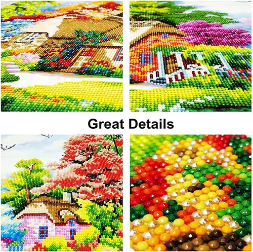 Vista 4 de Twinkel Pinkel Kits de pintura de diamantes 5D grandes para adultos, paisaje, cabaña, taladro completo, pintura de diamante, arte de bordado