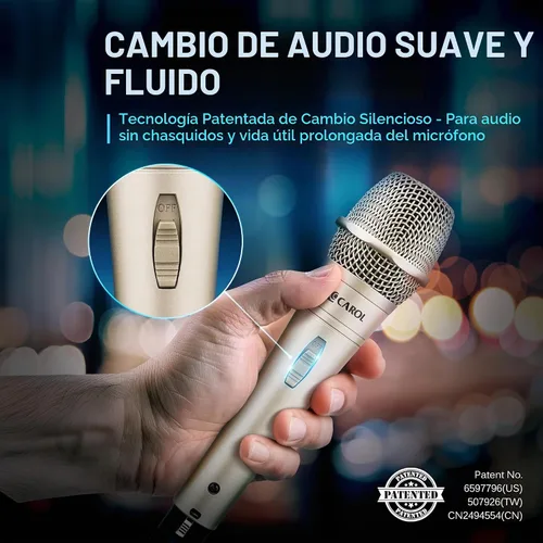 Vista 5 de CAROL E dur-916S - Micrófono vocal dorado XLR con cable para cantar, micrófono supercardioide dinámico con sistema de montaje de doble choque