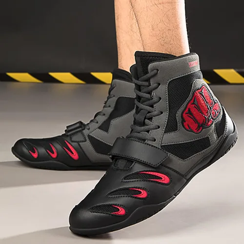 Vista 6 de UKUBAG Zapatos de lucha libre para hombre, tenis de boxeo ligeros, zapatos de lucha de boxeo, zapatos deportivos casuales