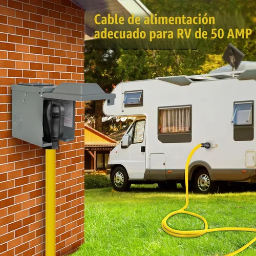 Vista 6 de Cable generador de 50 amperios con caja de entrada de alimentación preperforada, cable de extensión de generador de alta resistencia real STW