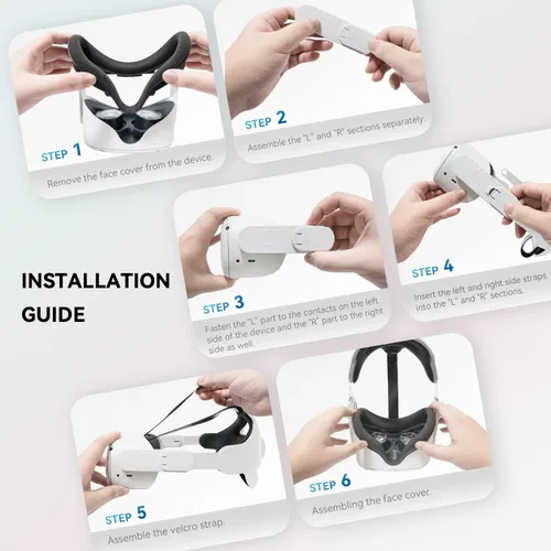 Vista 8 de CNBEYOUNG Correa de cabeza ajustable compatible con Quest 2, repuesto para Quest 2 Elite Strap Accesorios para mayor apoyo y comodidad en realidad