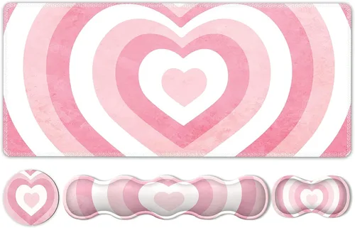 Vista 11 de Juego de almohadillas iLeadon, gran alfombrilla de mouse para juegos + reposamuñecas para teclado + alfombrilla de mouse con soporte de muñeca +