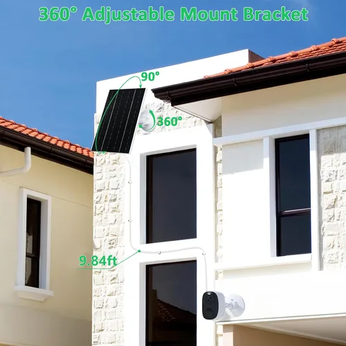 Vista 6 de FUTUREZEN Panel solar de 4 W para cámara de seguridad, cargador solar tipo C/micro USB para cámaras de batería recargable, impermeable IP66, soporte
