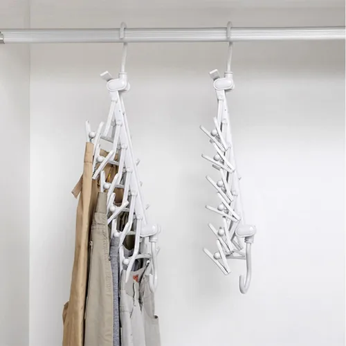 Vista 3 de Perchas multifuncionales para pantalones que ahorran espacio: paquete de 2 perchas de falda para armario, múltiples capas multifuncionales