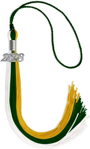 Vista 167 de Endea Graduation Borla de triple color con gota de fecha plateada (negro/dorado/granate, 2020)