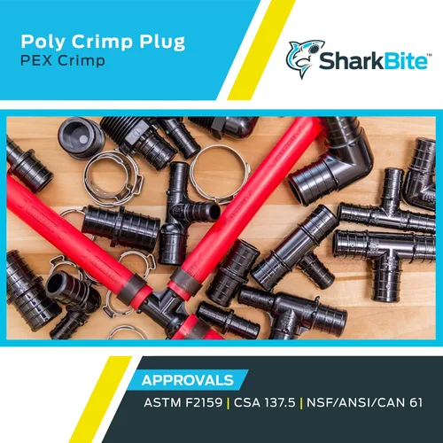 Vista 5 de SharkBite Enchufe de crimpado de polietileno de 1/2 pulgada, paquete de 5, tubo PEX, PE-RT, UP514A5