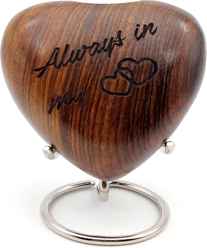 Vista 9 de 5MOONSUN5 Urna de recuerdo de corazón de madera, mini urna de ceniza, pequeña urna de cremación hecha a mano para cenizas, homenaje a tu ser