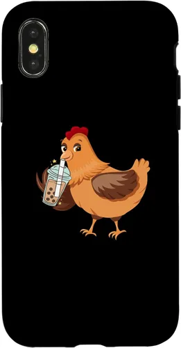 Vista 4 de Funda divertida para iPhone 14 con leche Boba para bebedor de té con leche y pollo, para iPhone 14