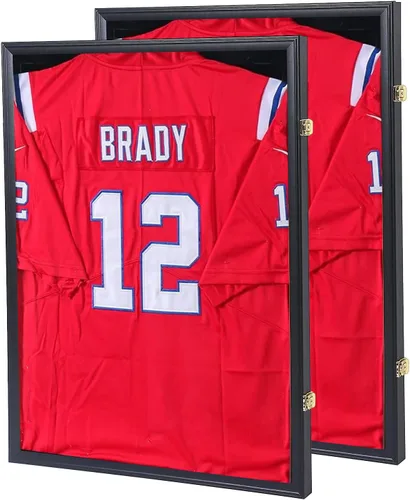 Vista 10 de Grintus Vitrina grande con marco de jersey, caja de sombra de jersey con protección UV, acrílico y colgador para béisbol, baloncesto, fútbol