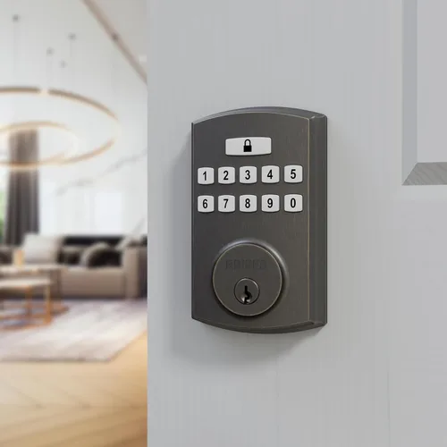 Vista 9 de BRINKS Cerradura de puerta de entrada sin llave con cerrojo, cerradura de puerta con teclado de alta seguridad, 50 códigos de usuario, función
