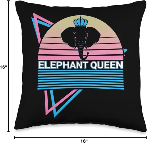 Vista 4 de Elephant Lover Gifts Elephant Queen - Almohada retro, 16 x 16 pulgadas, multicolor