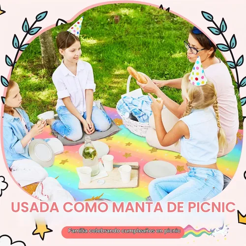 Vista 7 de Zhehao - Mantel de cumpleaños de unicornio de 108 x 54 pulgadas, plástico