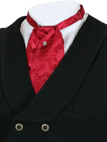 Vista 9 de Historical Emporium Corbata de satén jacquard para hombre, corbata victoriana eduardiana occidental para boda, Halloween, cosplay