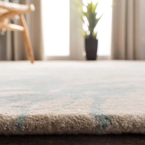 Vista 5 de SAFAVIEH Bella Collection BEL115C - Alfombra decorativa de lana prémium hecha a mano de 2 x 3 pies, color beige y azul