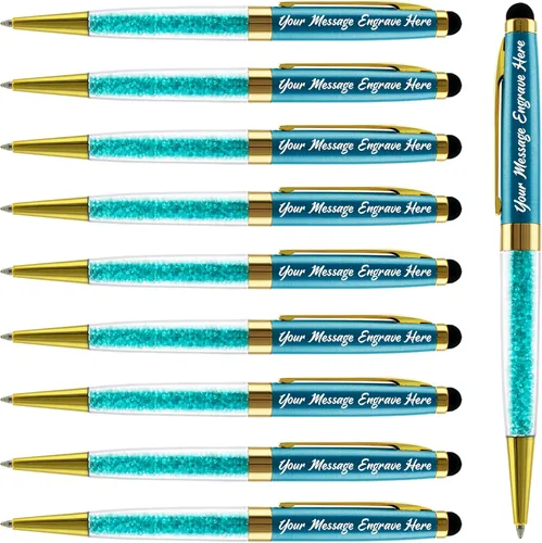 Vista 10 de Ancolo Bolígrafos grabados de lujo con punta de lápiz capacitivo, repuestos de tinta negra de cristal, bolígrafos de calidad, personalizados