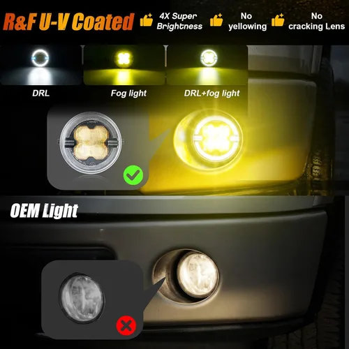 Vista 2 de Fog Lights for 2006-2014 F150 Yellow DRL OEM Fit U-V Coated 3D Lighting