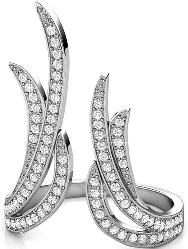 Vista 3 de Matashi - Anillo chapado en oro con elegantes detalles de cristal transparente, estilo abierto, joyería de moda