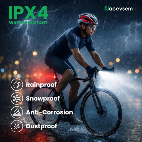 Vista 6 de Bike Lights Front and Back for Night Riding, USB-C Rechargeable Bicycle Headlight and Taillight Set, Waterproof, 12+6 Modes, Powerful Front and Rear