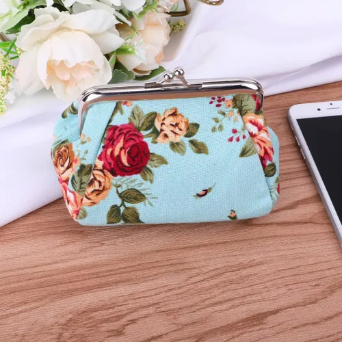 Vista 9 de Oyachic Monedero estampado vintage con hebilla y cierre de broche floral para mujeres y niñas