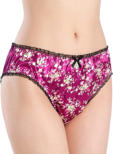 Vista 4 de Satini - Bragas para mujer con estampado floral de satén, bragas
