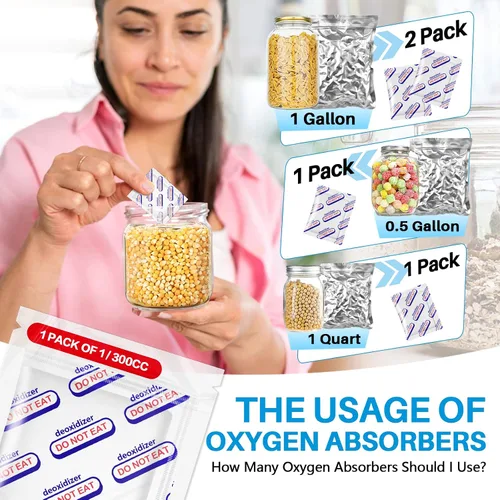 Vista 5 de Absorbentes de oxígeno para almacenamiento de alimentos, 300 cc (1 paquete de 1 paquete sellado al vacío individualmente, 100 paquetes totales)