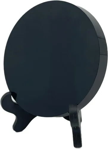 Vista 8 de Espejo de adivinación de obsidiana negra, espejo de obsidiana con soporte y bolsa para adivinación, meditación, curación, Feng Shui (100mm (4.0in))