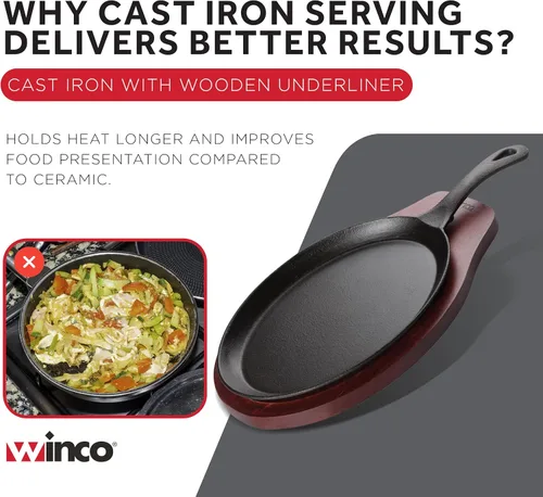 Vista 10 de Winco FS-2 - Juego de servidor Fajita de hierro fundido de 2 piezas, negro