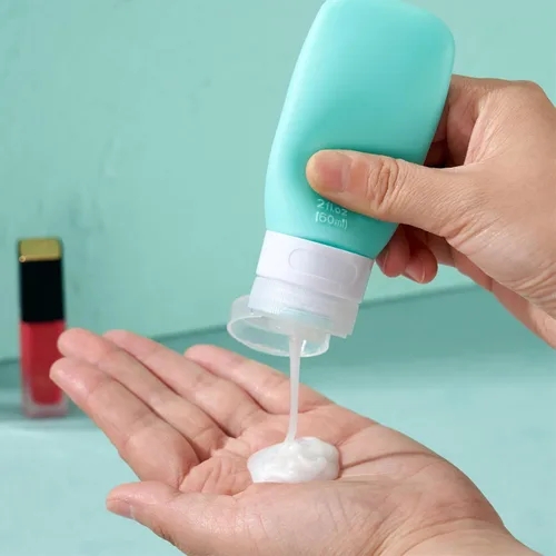 Vista 4 de INSFIT Botellas de viaje para artículos de tocador, recipientes de tamaño de viaje de 3 onzas aprobados por la TSA, sin BPA, tubos de silicona