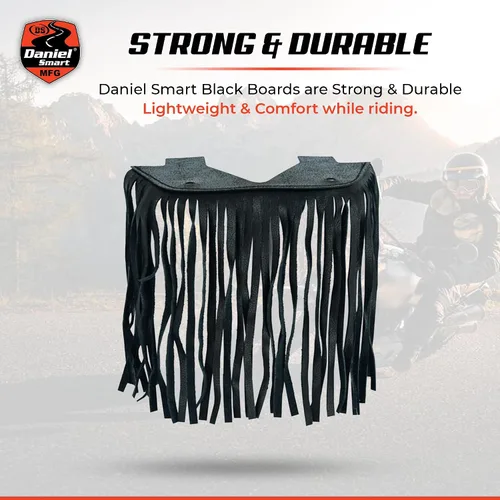 Vista 6 de Daniel Smart - Tabla de suelo de cuero para motocicleta con flecos, duradera, universal, color negro, borla, 1 pieza
