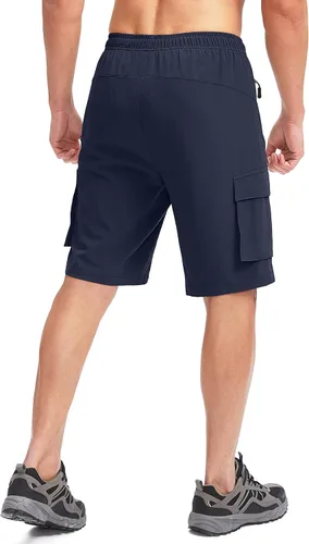 Vista 3 de Bikewa Pantalones cortos de ciclismo de montaña para hombre, con acolchado 3D, ajuste holgado, con bolsillos con cremallera