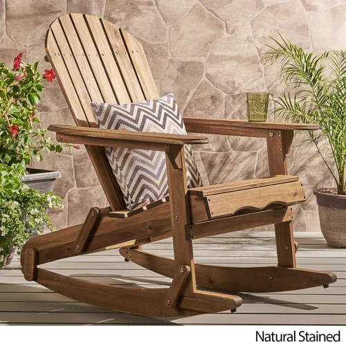 Vista 4 de Christopher Knight Home Malibu - Mecedora Adirondack de madera de acacia para exteriores, teñida natural