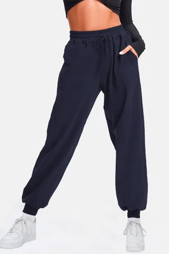 Vista 3 de AUTOMET Pantalones deportivos con forro polar para mujer holgados casuales de cintura alta pantalones deportivos con bolsillos