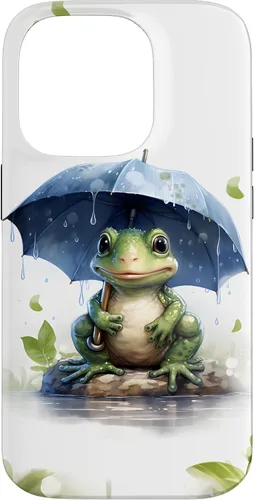 Vista 17 de Cute Green Frog with Umbrella in The Rain Case for iPhone 17