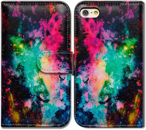 Vista 11 de Bcov - Funda para iPod Touch 7/iPod Touch 6, diseño de libélula colorida funda de piel con tapa y función atril para iPod Touch 7/6/5