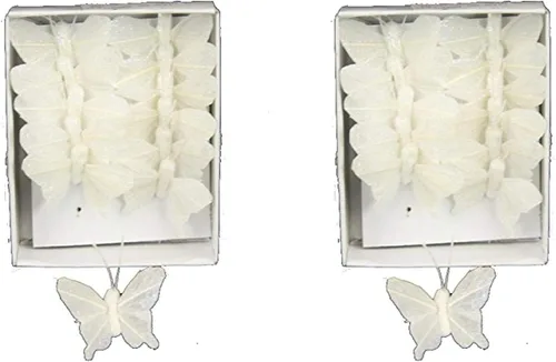 Vista 2 de 12 piezas de decoración de mariposa, 1 pulgada, blanco