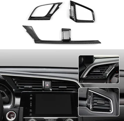 Vista 23 de Calcomanías de cubierta de altavoz de pilar para Honda Civic 2016 2017 2018 2019 2020 2021 10ª generación Accesorios ABS fibra de carbono pegatinas