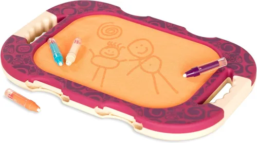 Vista 8 de B. toys Tablero de dibujo de agua, juguete de viaje portátil, 4 bolígrafos, tablero de doble cara para niños pequeños, niños mayores de 18 meses