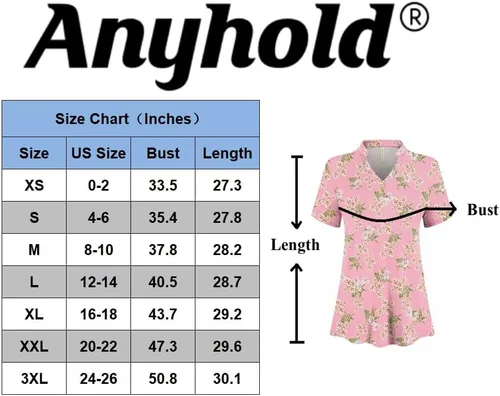 Vista 6 de Anyhold Blusa de verano para mujer, cuello en V, manga corta, holgada, para el trabajo