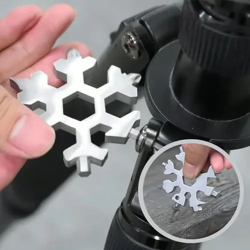 Vista 5 de Sakerplus Multiherramienta de copo de nieve 18 en 1, multiherramienta compacta de acero inoxidable para uso diario, aventuras al aire libre
