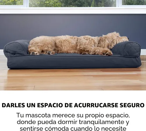 Vista 10 de FurHaven Cama ortopédica clásica para perros grandes estilo sofá, con acolchado estilo huevo y base de espuma ortopédica sólida para soporte Gris