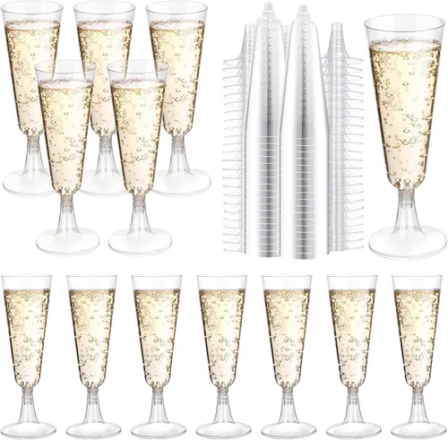 Vista 10 de SUREHOME - Copas de champán de plástico desechables transparentes, copas acrílicas de 5.5 oz para brindis de bodas, baby shower, fiesta